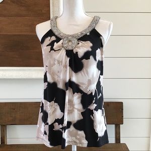 INC floral print beaded top A8